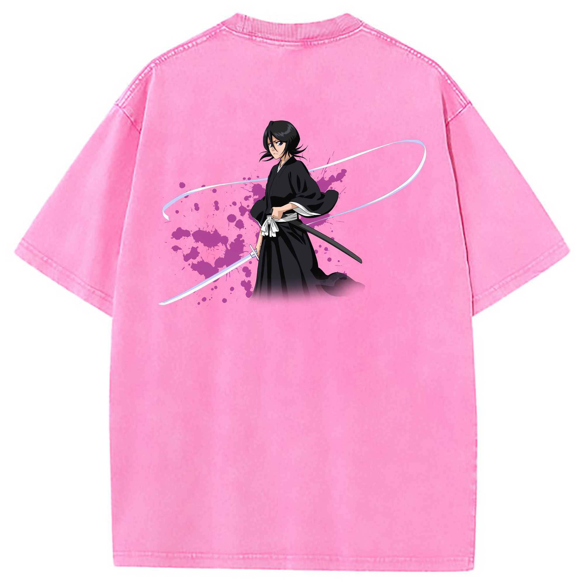 （画像用） ブリーチ 朽木ルキア BLEACH Kuchiki Rukia 綿100% ヴィンテージ風 半袖Tシャツ（背面プリント）